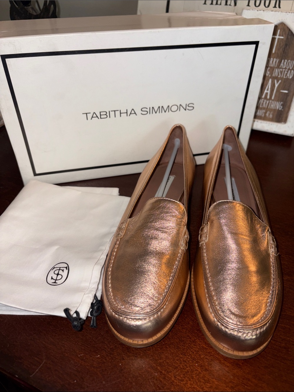 Tabitha Simmons Rose Gold Metallic Women Leather "Blakie" Loafers NIB sz36.5/6.5